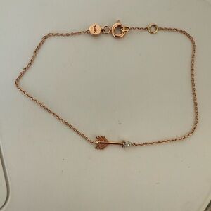 14K, Real Diamond Rose Gold Arrow Bracelet